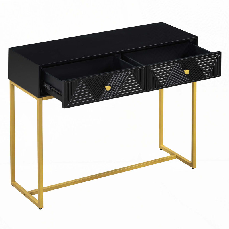Wood Storage Console Table with Drawers, Black