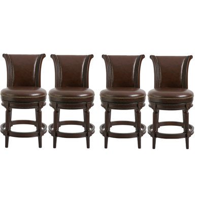 Ted Swivel Upholstered Counter Stool with Solid Wood Frame