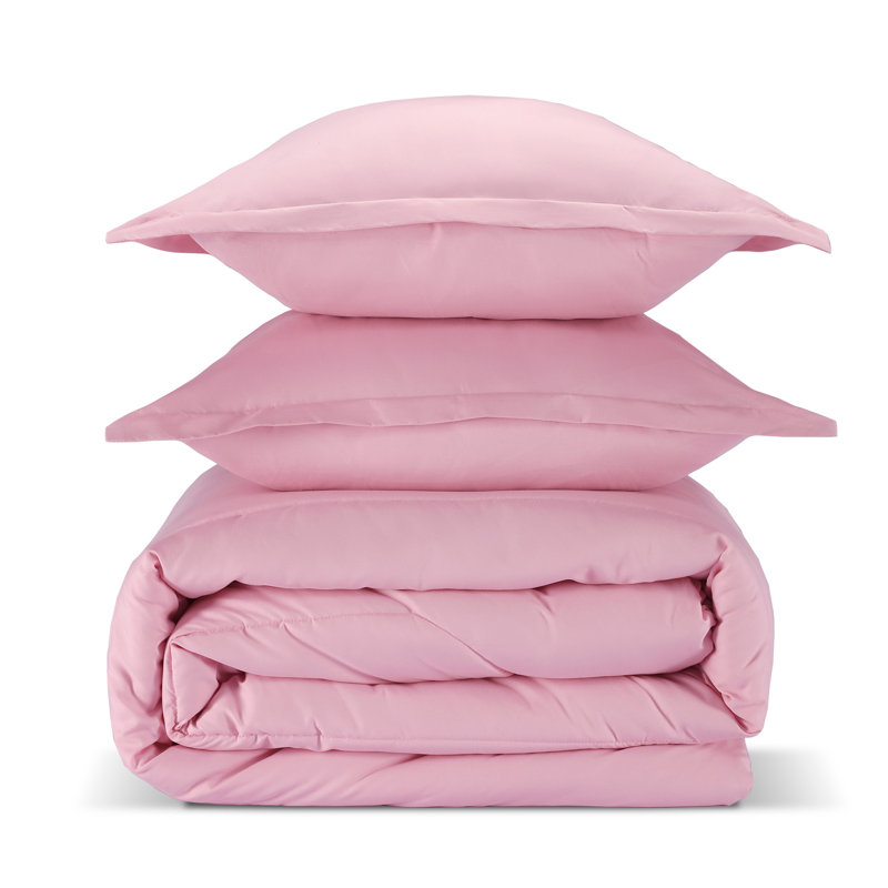 Twin Pink Microfiber Girls' Comforter and Sham Set
