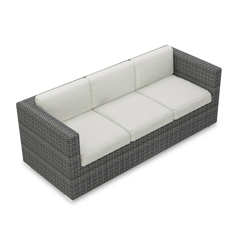 Suffern 89.75'' Wide Rectangle Metal Patio Sofa with Cushions, Canvas Natural Sunbrella® Canvas