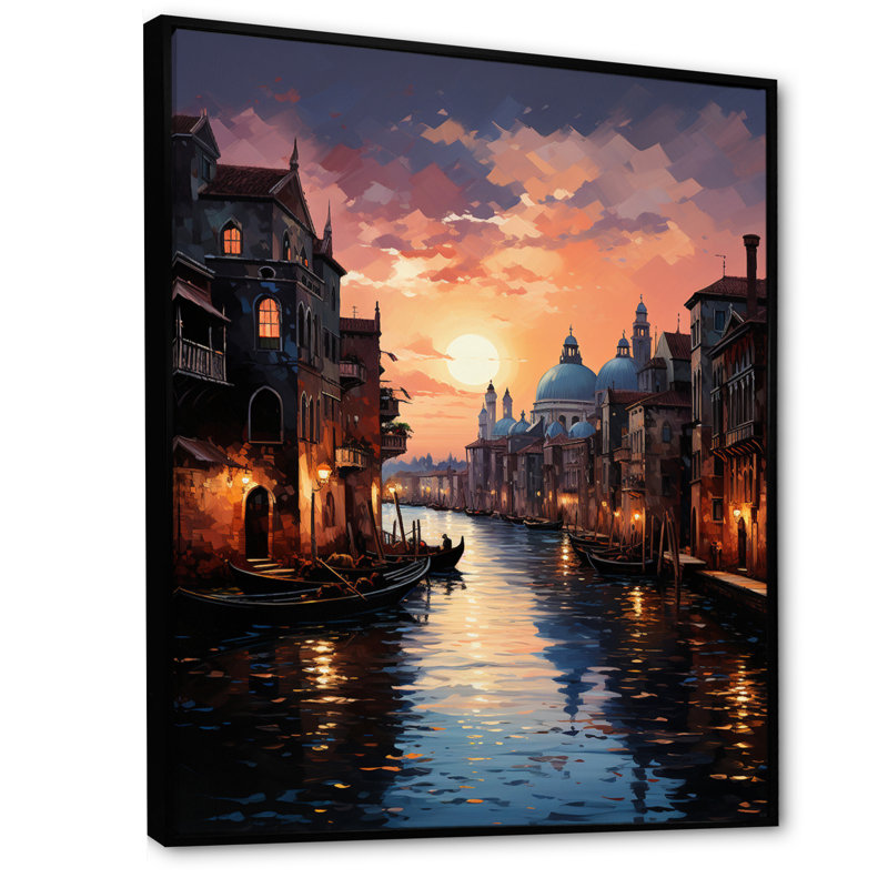 Mahirul, Italie, Vista vénitien, H 40 po x l 30 po x P 1,5 po, Cadre flottant noir