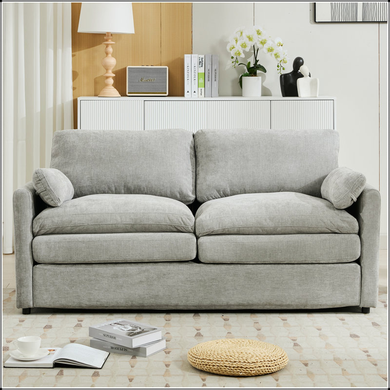 Causeuse confortable avec coussin double et confort moelleux pour la détente et le style du salon, Gris