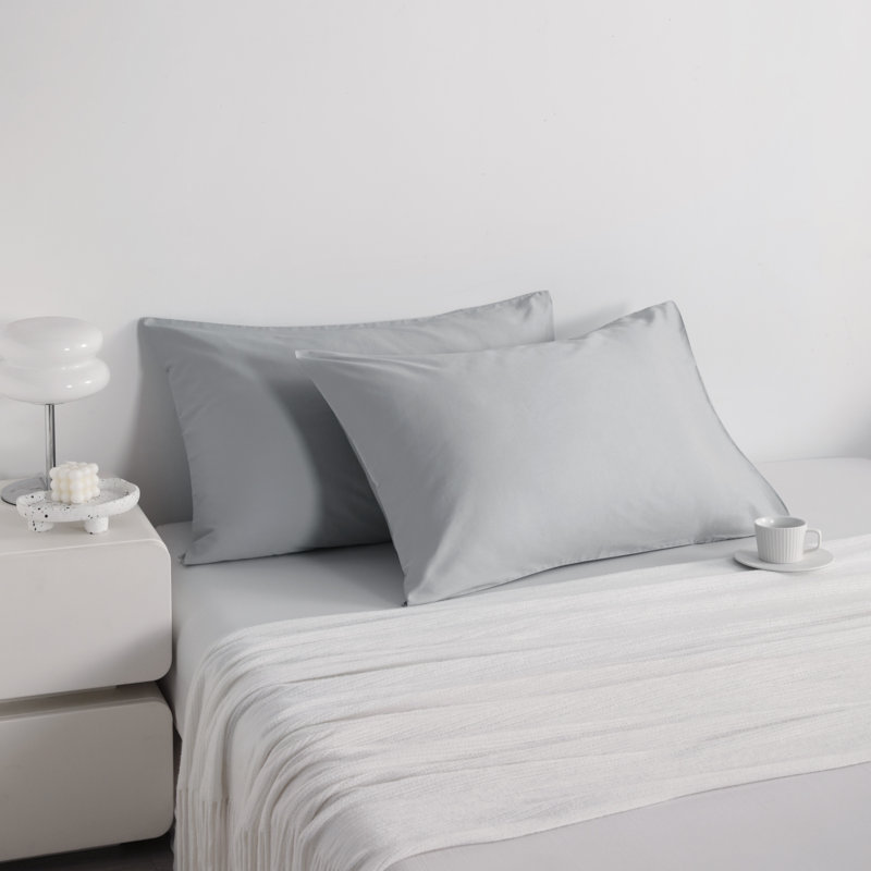 Egyptian-Quality Cotton Bed Pillowcases, 500 Thread Count Cotton Sateen Pillowcases with Envelope Closure - NTBAY, Light Gray