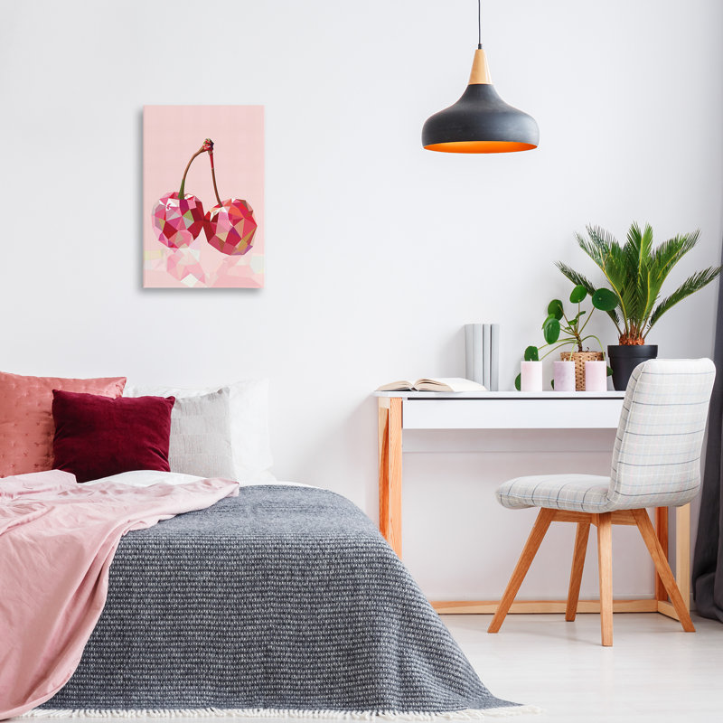 Toile rose cerise géométrique, design par LSR Design Studio, H 24 po x l 16 po
