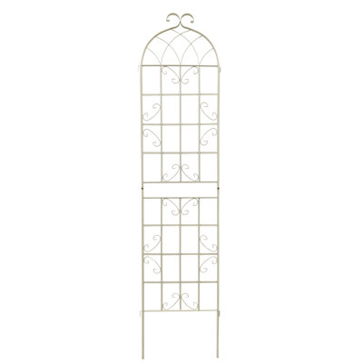 Paquet de 4 treillis de jardin en métal 86,7 "x 19,7" antirouille pour plantes grimpantes crème de soutien pour fleurs d'extérieur
