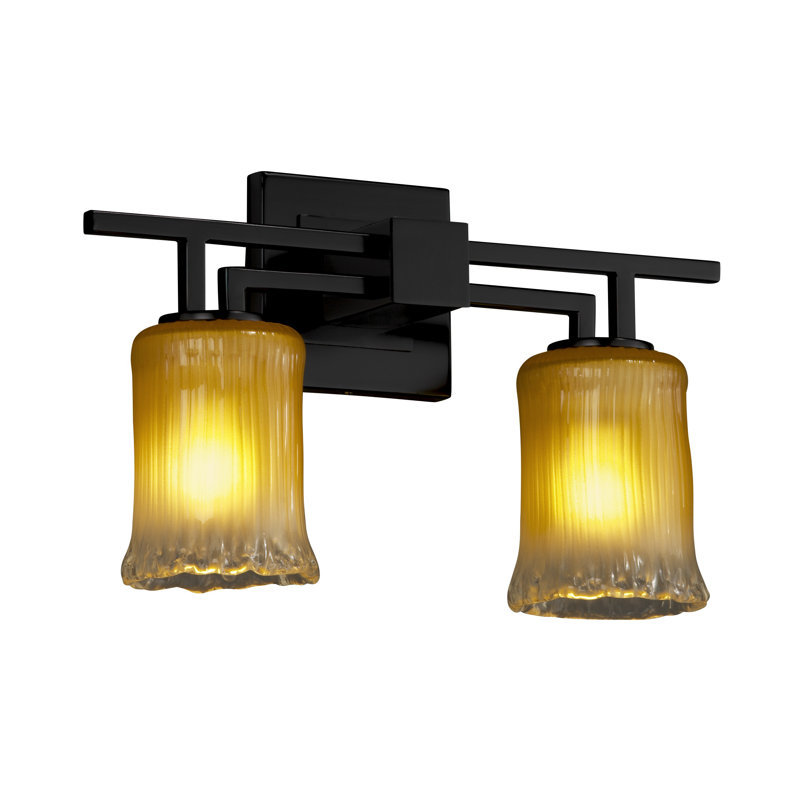 Barre d’éclairage de salle de bain 2 lumières Bhojpal, Noir mat, Doré