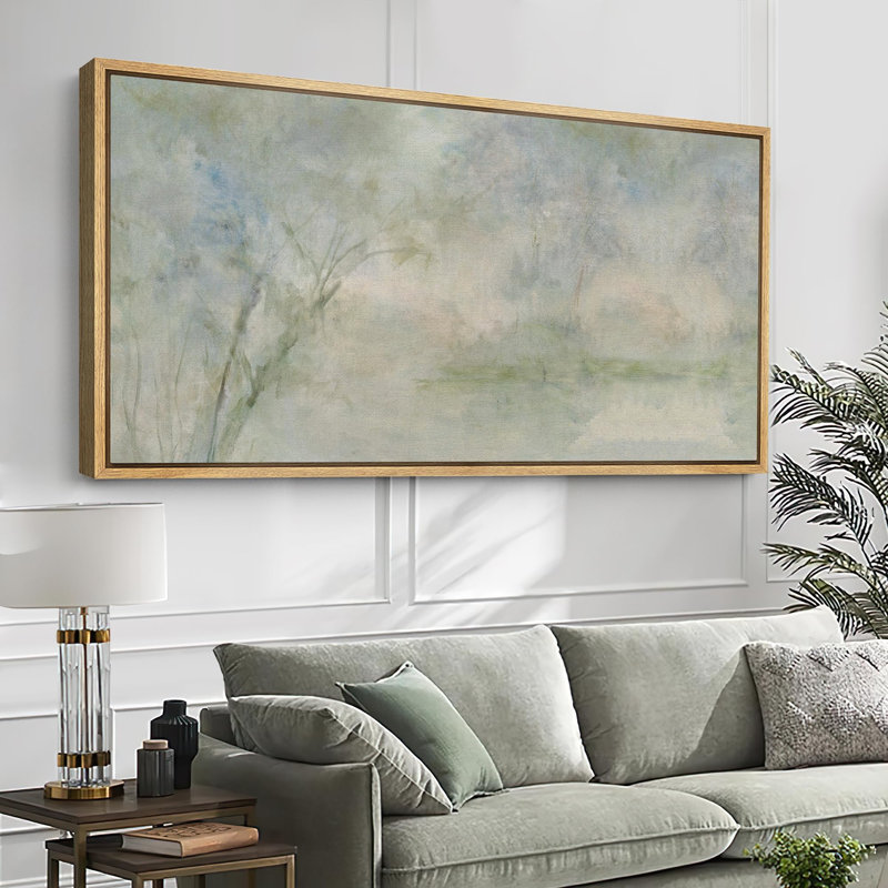 Murmure de roseaux abstraits pastel, H 30 po x l 60 po, Naturel