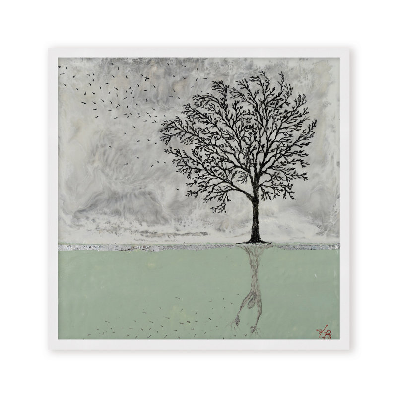 Nature Inspired "Tree of Solitude" Canvas Wall Art By , 30" H x 30" W, Framed Matted Print, White