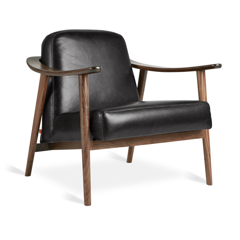 Baltic Chair, Saddle Black Genuine Leather, Walnut