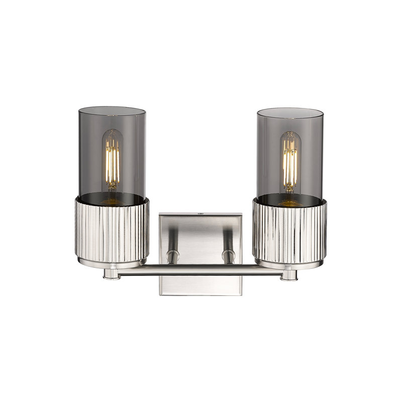 Bolivar - 2 Light 7" Wall-mounted Sconce - Satin Nickel Finish - Light Smoke Glass Shade, Smoke, Satin Nickel