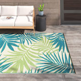 Tapis intérieur / extérieur en polypropylène tissé à la machine Rectangle en vert / bleu