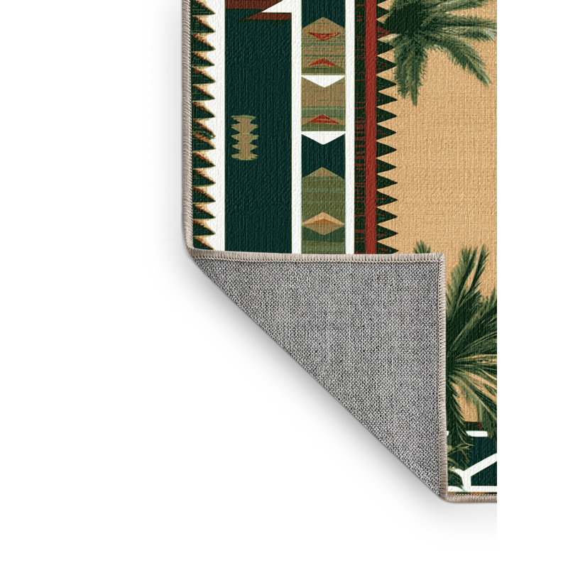 Washable Desert Oasis Southwestern Area Rug, Square 5'