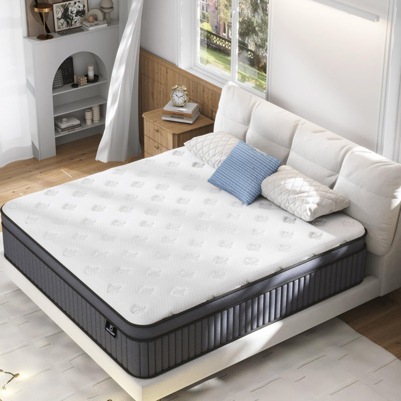 Matelas hybride de fermeté moyenne de 25 cm (10 po) avec mousse à mémoire de forme infusée de gel rafraîchissant, soutien à 7 zones, plus de 940 ressorts ensachés, soulagement des points de pression, isolation des mouvements et soutien renforcé des bords