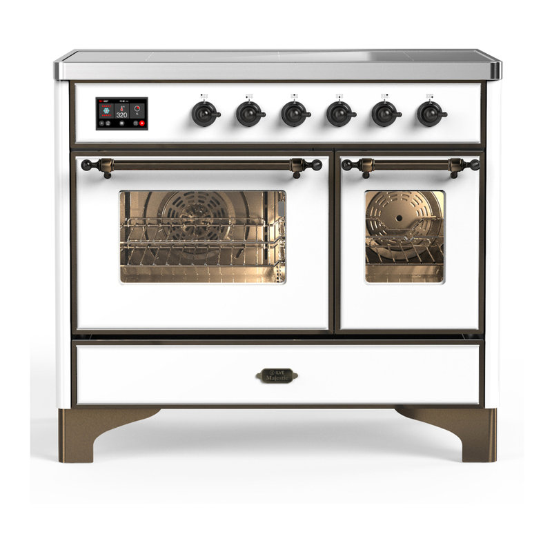 Majestic III Series 40 Inch Induction Range with 6 Induction Elements in White (Burnished Trim), White, Burnished