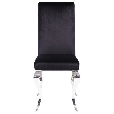 2 chaises d'appoint - noir et argent, conception de siège rectangulaire (2) Style moderne pour les espaces pour adolescents, dossier haut confortable, base en bois