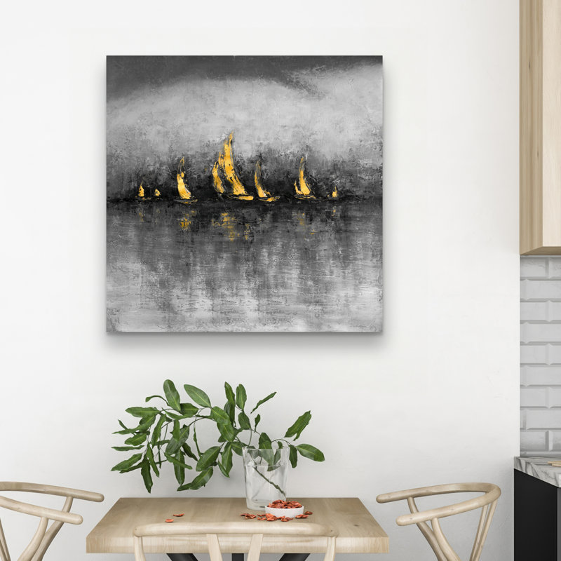 sailboats - 32"x32" art on canvas