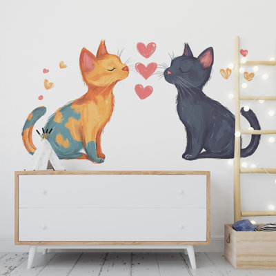 Adhésif aquarelle, chat, chats mignons, autocollant mural, chambre d'enfant, décor animal amovible, 062 g
