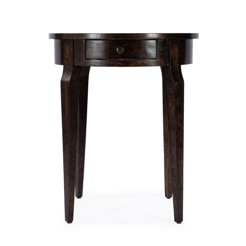Archer 1 Drawer Burl Side Table, Dark 
