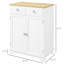 Buffet blanc vieilli - comptoir en bois massif, 2 tiroirs, portes, tablette réglable pour rangement spacieux dans la cuisine