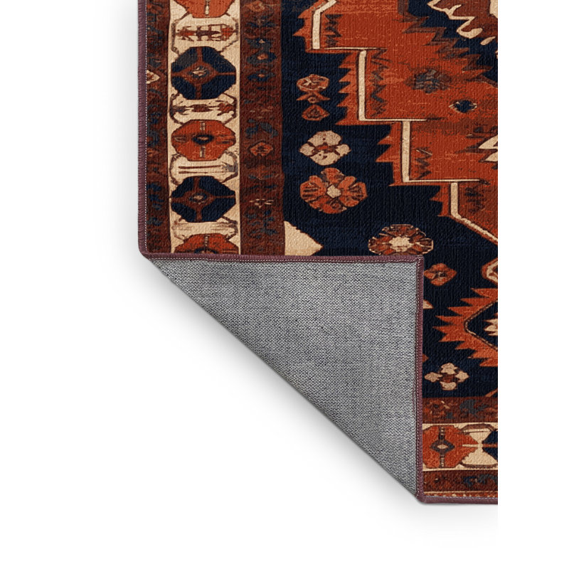 Tapis brun turc lavable à la machine, Rond 5 pi