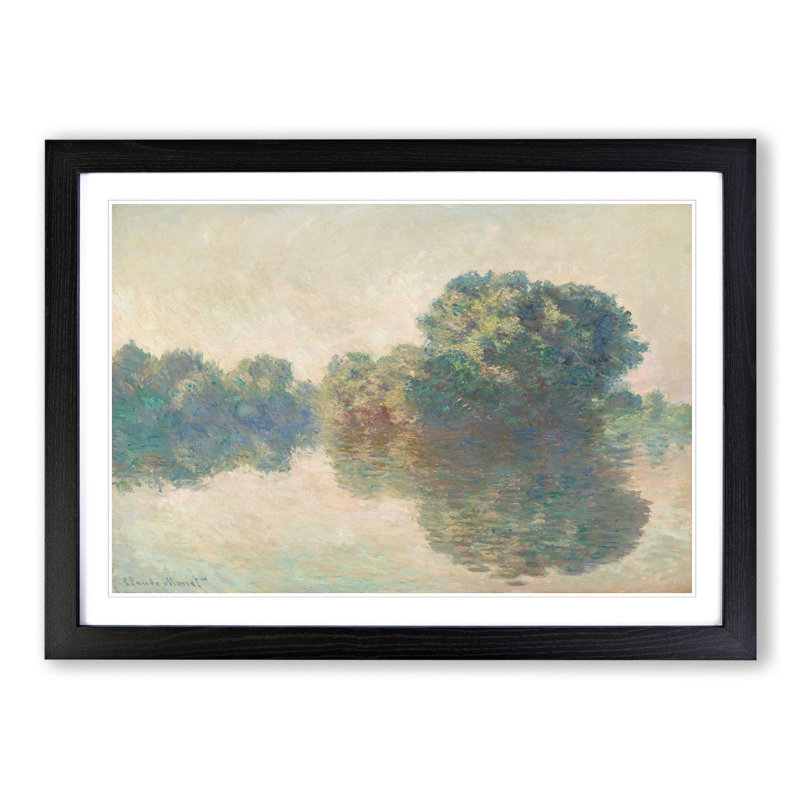 The Seine at Giverny by Claude Monet - Picture Frame Painting, Black Framed, 48cm H x 65cm W x 2cm D