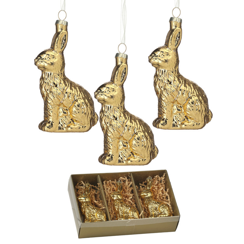 Ornement en forme de lapin en verre 4 po