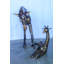 Nifao Collection Life Size Bronze Giraffes Statues, One Laying, One Standing 77" x 21" x 58"H