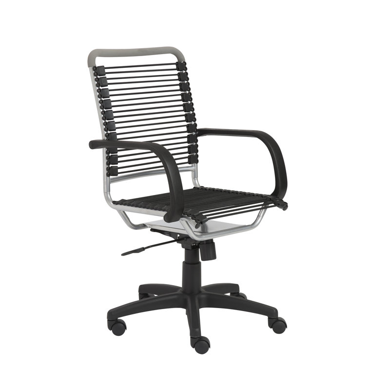 Black and Silver Adjustable Swivel Bungee Rolling Office Chair, Black/Gray