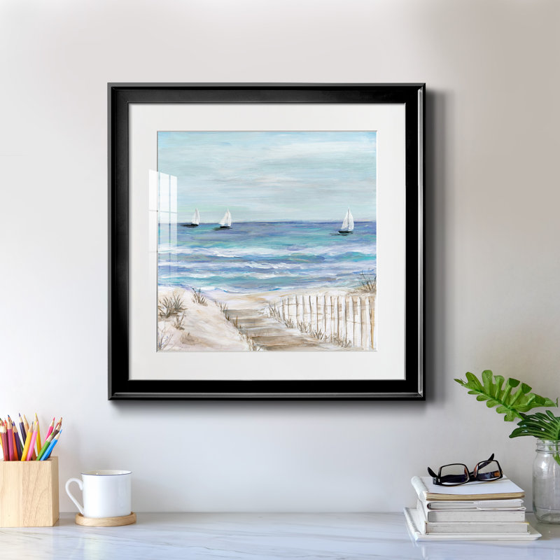 Gulf Shores III - peinture encadrée, H 17,5 po x l 17,5 po x P 1,5 po, Cadre noir