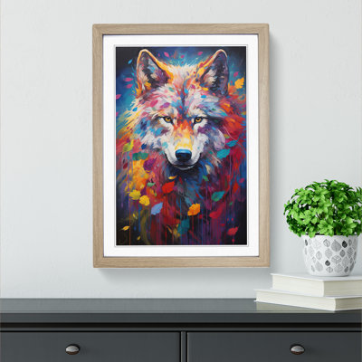 Wolf Impressionism No.2 - Single Picture Frame Print on Wood