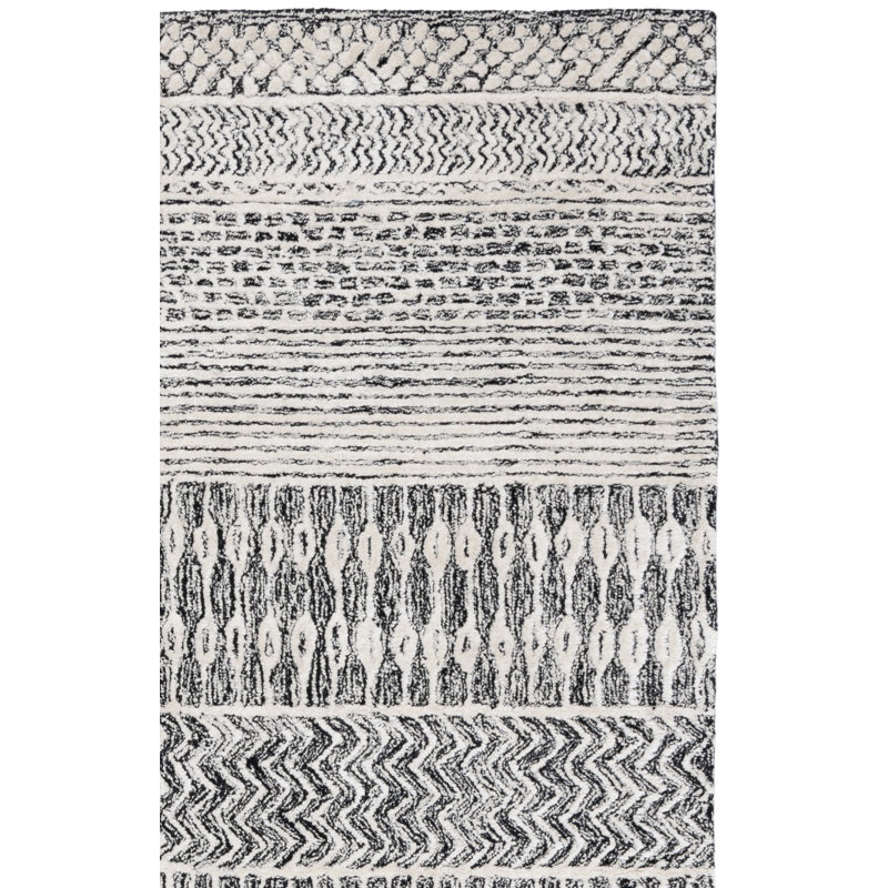Glamour Hand Tufted Viscose/Wool Southwestern Rug in Charcoal/Ivory, Runner 2'3" x 8'
