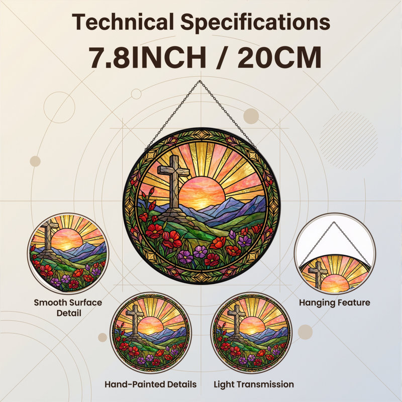 Vitrail H 7,8 po, H 7,8 po x l 7,8 po