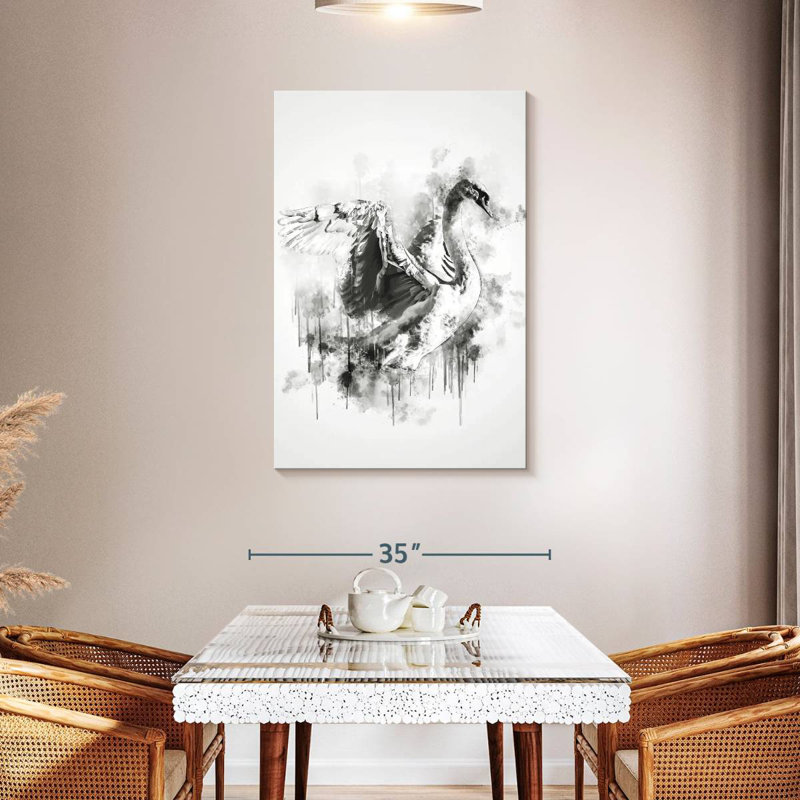 Brampt Swan Black And White, 45" H x 30" W