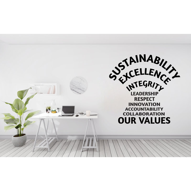 Adhésif décoratif nos nuages de mots «Our Values» - citation inspirante, décoration de bureau, art mural de motivation, conception personnalisable pour bureau 575DLU