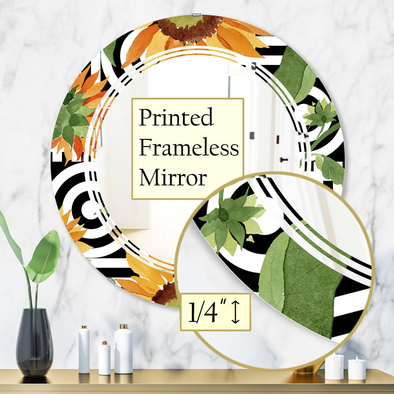 Triple C Abstract Mineral Texture Modern & Contemporary Frameless Wall Mirror, 31.5" H x 31.5" W