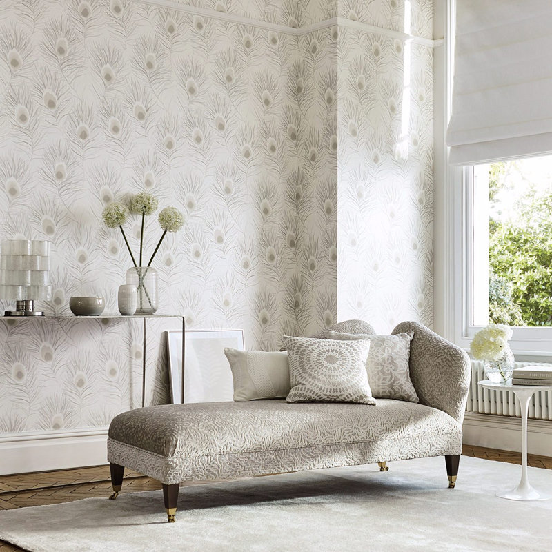 Orlena 10.05m x 52cm Powder Wallpaper Roll, Pearl
