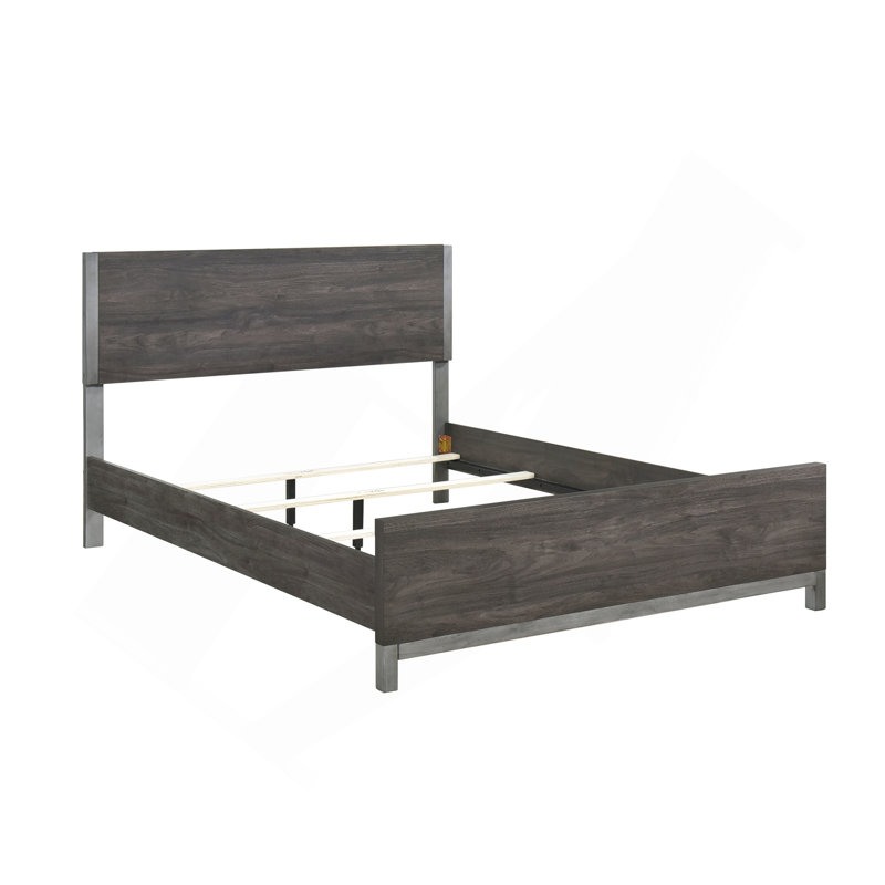 Mobilier de chambre pour grand lit, style moderne, gris brunâtre et argent antique