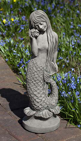 Standing Mermaid Statue, English Moss