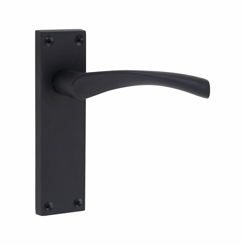 5 Sets Victorian Scroll Astrid Door Handles in Matt Black with 1 Pair of 3" Ball Bearing Hinges & Latches Pack - 150mm x 40mm Backplate