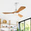 Ventilateur de plafond 42 po, 50 po, 60 po, 72 po à 3 pales en bois massif avec éclairage à DEL et moteur à courant continu réversible-129383968-129383972