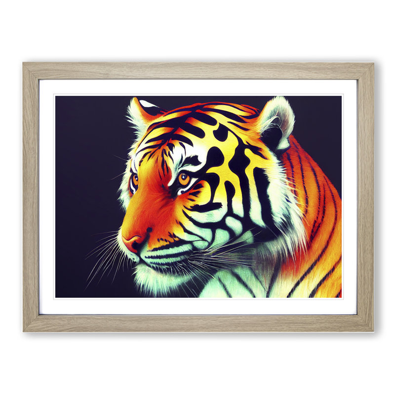 Blessed Tiger - Framed Print, Oak, 25cm H x 34cm W x 2cm D