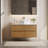 36" Floading Single Bathroom Vanities, With 2 Drawers, Glossy Sintered Stone Top, Light Wood