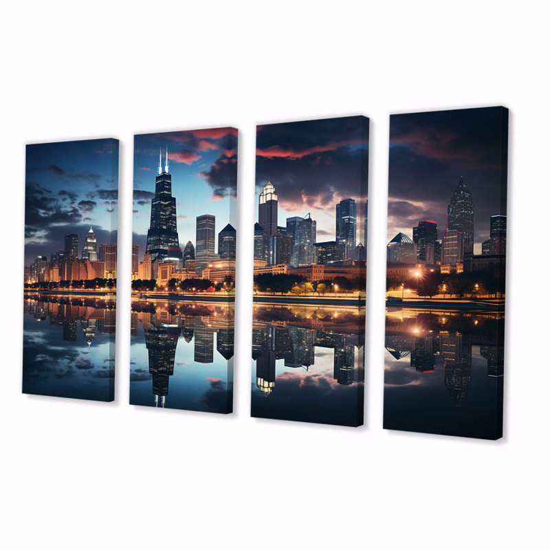 Laine - impression d'art mural Chicago - 4 panneaux