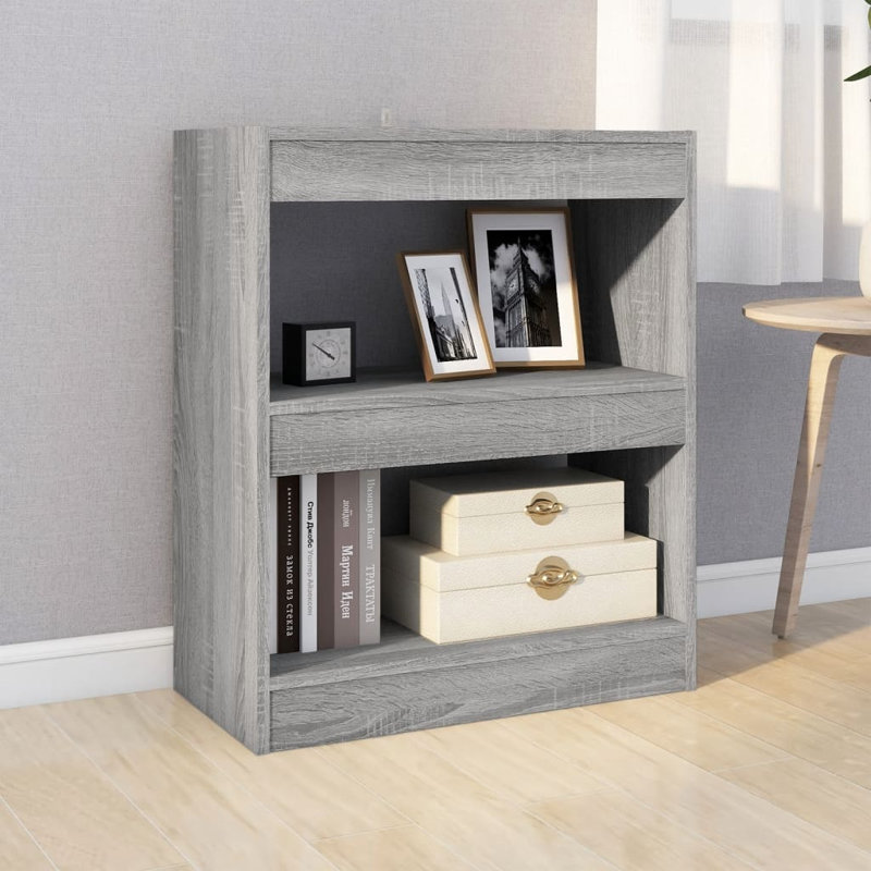 Book Cabinet/Room Divider, (2 Shelves) 72cmH x 60cmW x 30cmD, Grey Sonoma