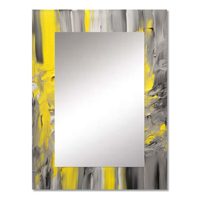 Mustard Yellow And Vivid Gray IV - Abstract Wall Mirror, Modern Decorative Mirror, Printed Metal Art