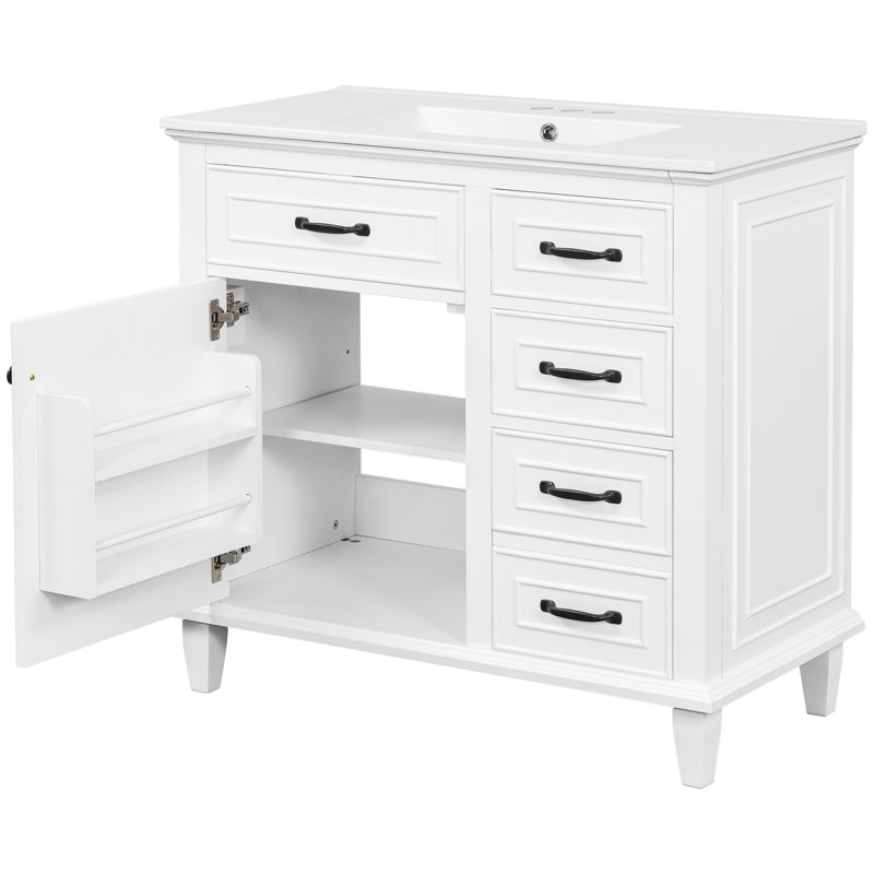 Meuble-lavabo 36 po avec comptoir en céramique, Blanc