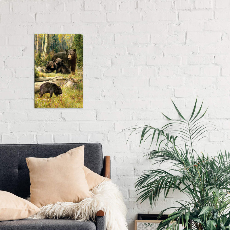Black Bear Family - Wrapped Canvas Print, 66.04 cm H x 45.72 cm W x 1.91 cm D