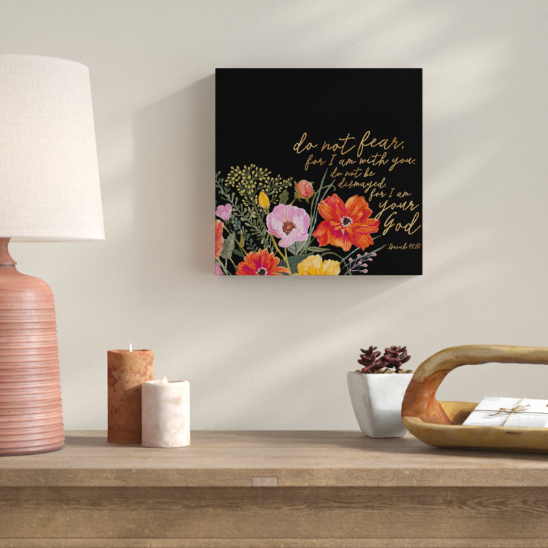 « floral foi iii », art textuel sur toile tendue, H 24 po x l 24 po x P 2 po