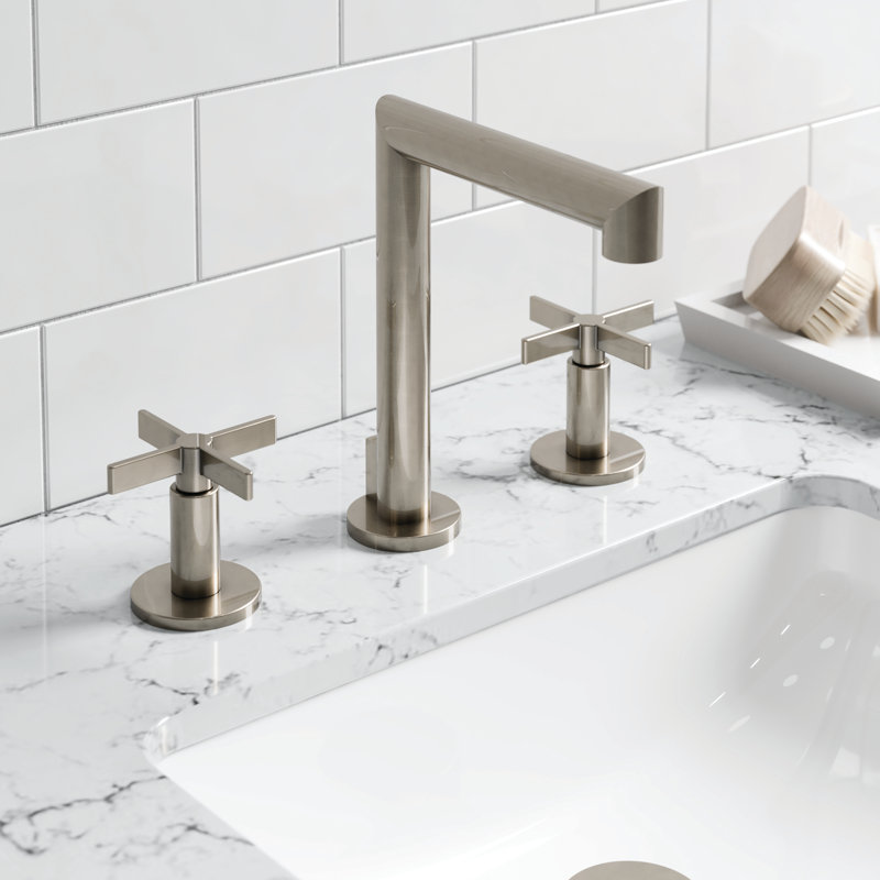 Tolmin Widespread Bathroom Faucet with Drain Assembly, Lever Handle, Polished Chrome