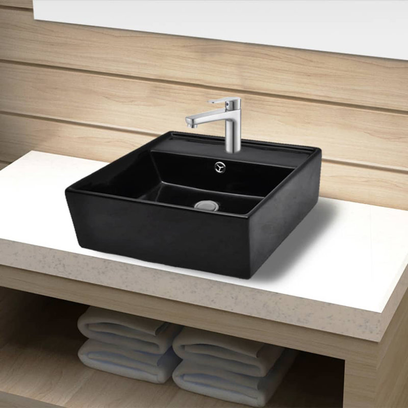 Belfry Bathroom Ardoch 4100mm L x 4100mm W Ceramic Square Sink with Overflow